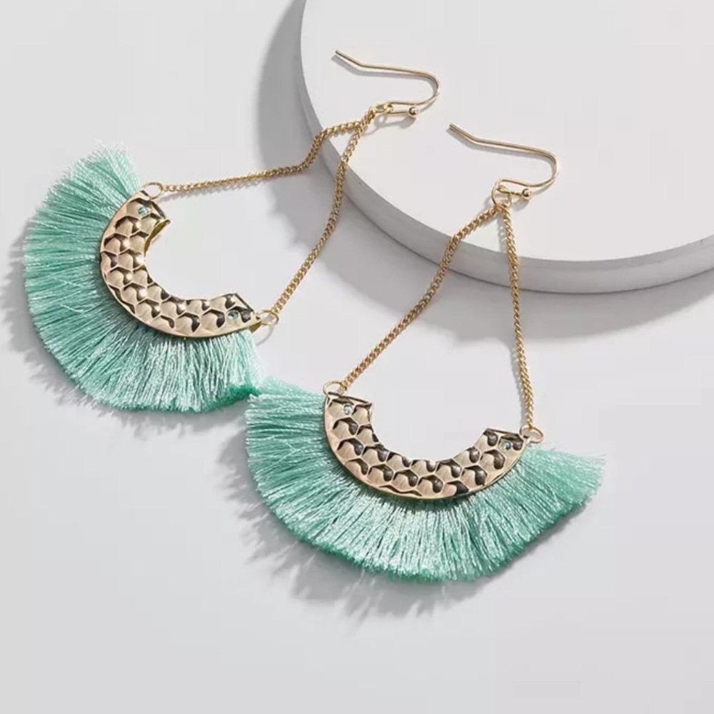 Silk Fringed Tassel Drop Chain Earring